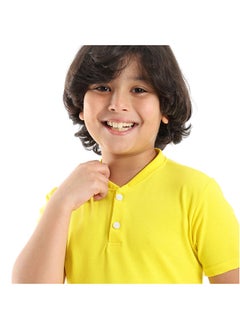 Andora Yellow Short Sleeves Pique Henley Shirt  - Image 4