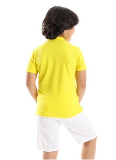 Andora Yellow Short Sleeves Pique Henley Shirt  - Image 3