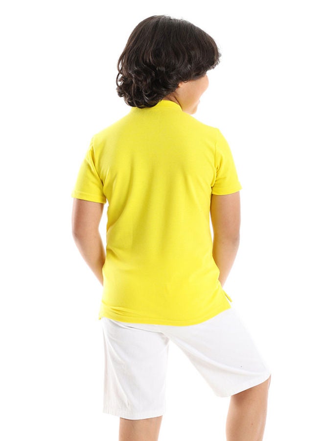 Andora Yellow Short Sleeves Pique Henley Shirt  - Image 3