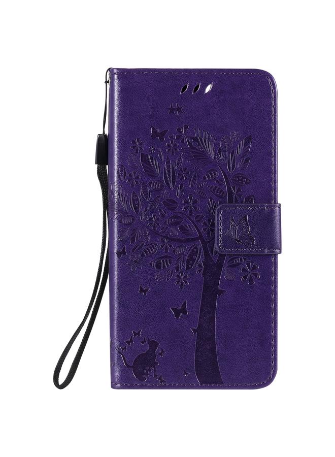 Zaboon Case For Google Pixel 4a 5G / Pixel 5 XL Tree & Cat Embossed Pattern Horizontal Flip Leather Case with Holder & Card Slots & Wallet & Lanyard - Image 2