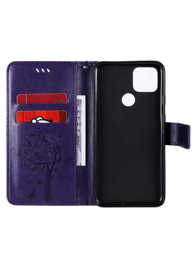 Zaboon Case For Google Pixel 4a 5G / Pixel 5 XL Tree & Cat Embossed Pattern Horizontal Flip Leather Case with Holder & Card Slots & Wallet & Lanyard - Image 5