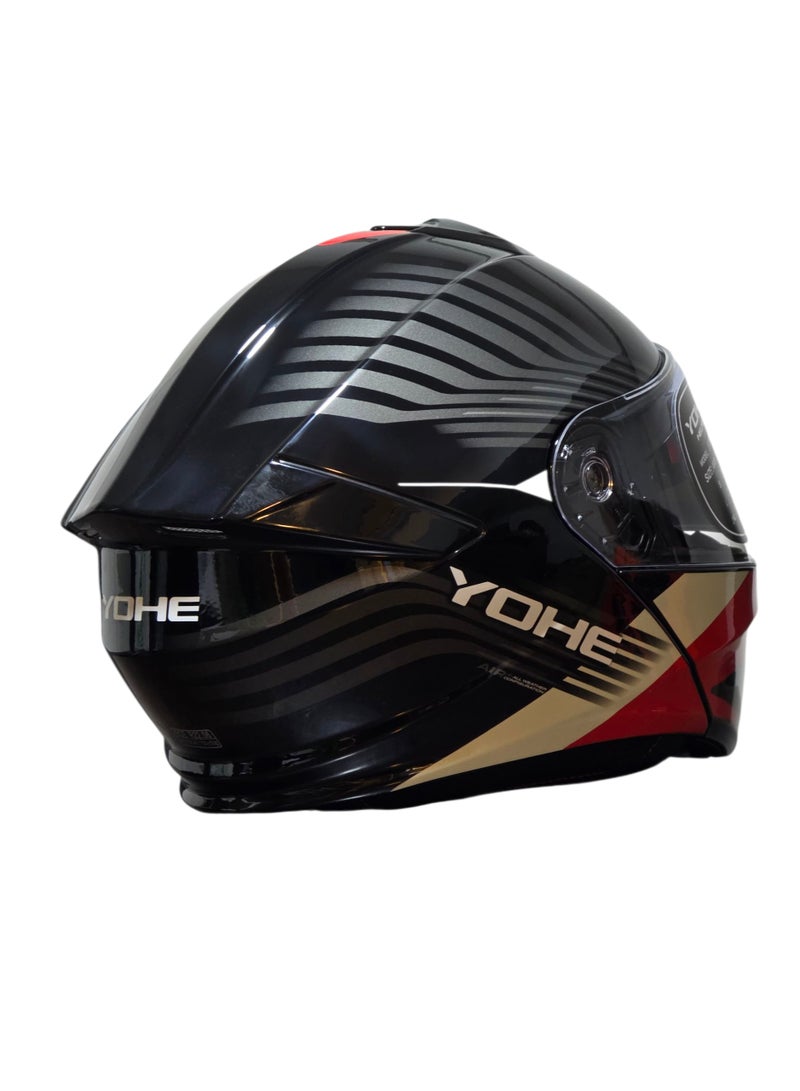 YOHE 935SV Motorcycle Scooter Safety Helmet - Flip up MODULAR Face ECE Certified - Color Gloss Black Red Gray - Image 2