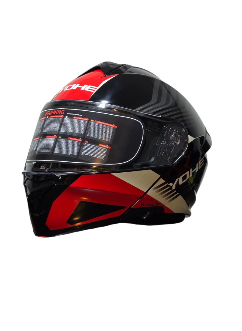 YOHE 935SV Motorcycle Scooter Safety Helmet - Flip up MODULAR Face ECE Certified - Color Gloss Black Red Gray - Image 1