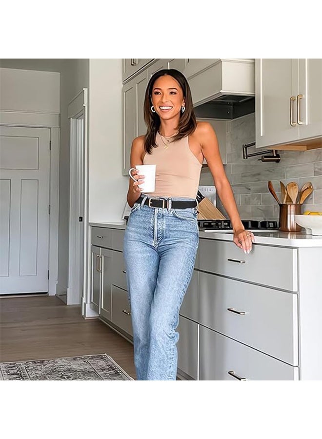 مجموعة من 3 أحزمة نسائية للجينز والفساتين والسراويل، حزام خصر جلدي للسيدات مع مشبك ذهبي - Image 2