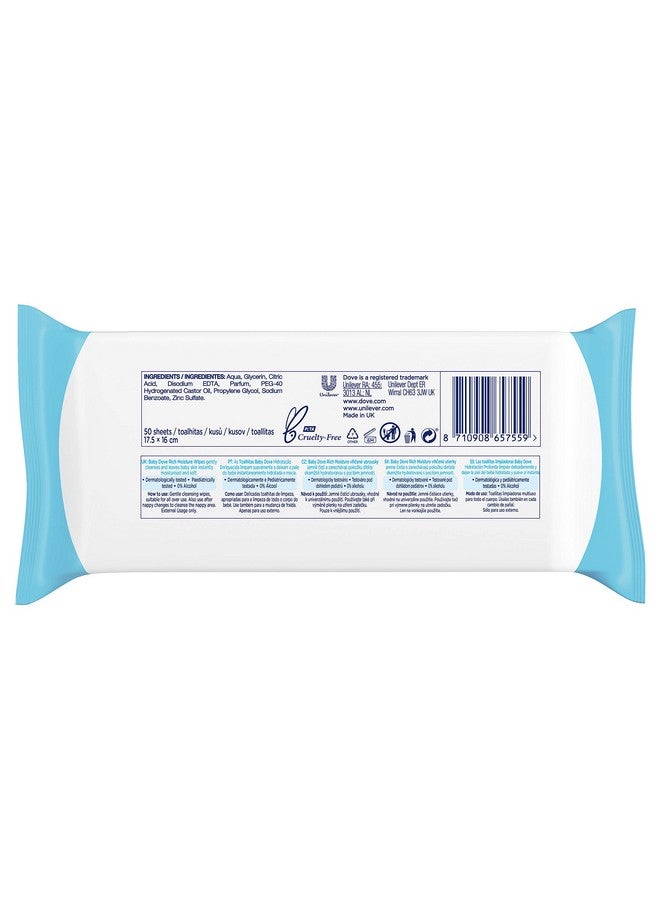 بيبي دوف مناديل دوف للأطفال المرطبة الغنية، 50 منديلًا (عبوة من 6 قطع) - Image 2