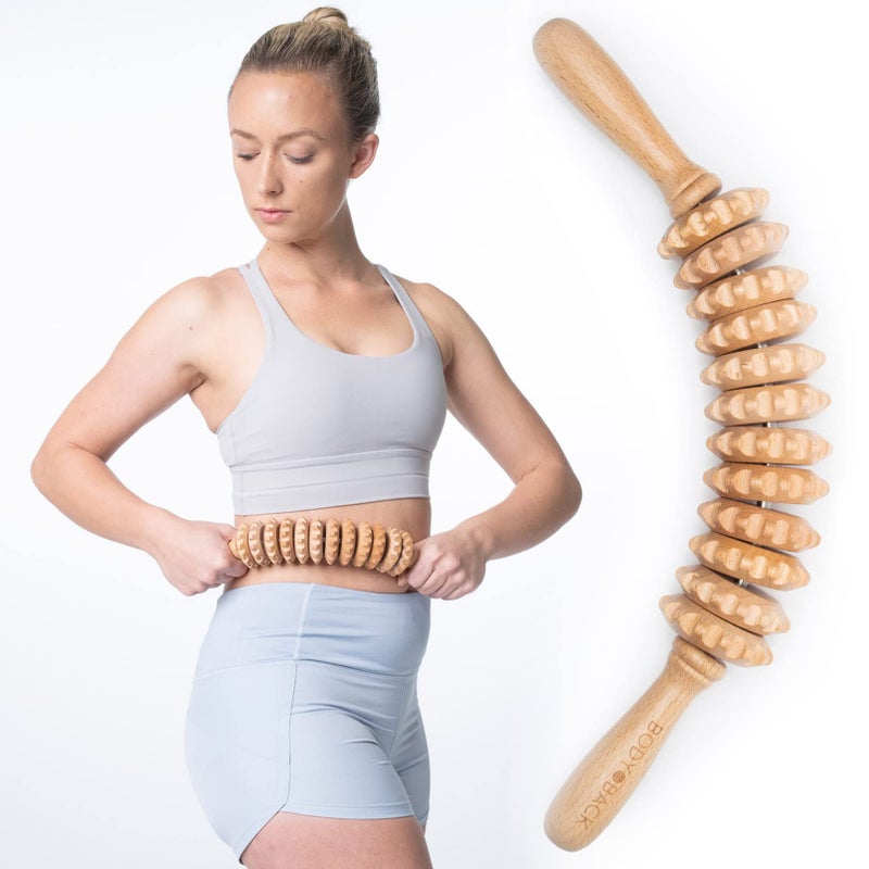 Body Back Wood Therapy Curved Roller for Maderoterapia Lymphatic Drainage Cellulite Massage and Massage Rolling Natural Muscle Massage Stick Tool for Massage and Relaxation