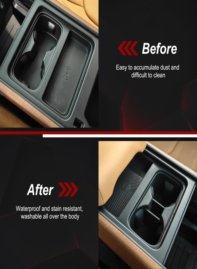 PIUGILH Center Console Cup Holder Storage Box Compatible with Land Rover Defender 90 110 130 2022-2024, Silicone Wireless Charging Mat Cup Holder Organizer - Image 2