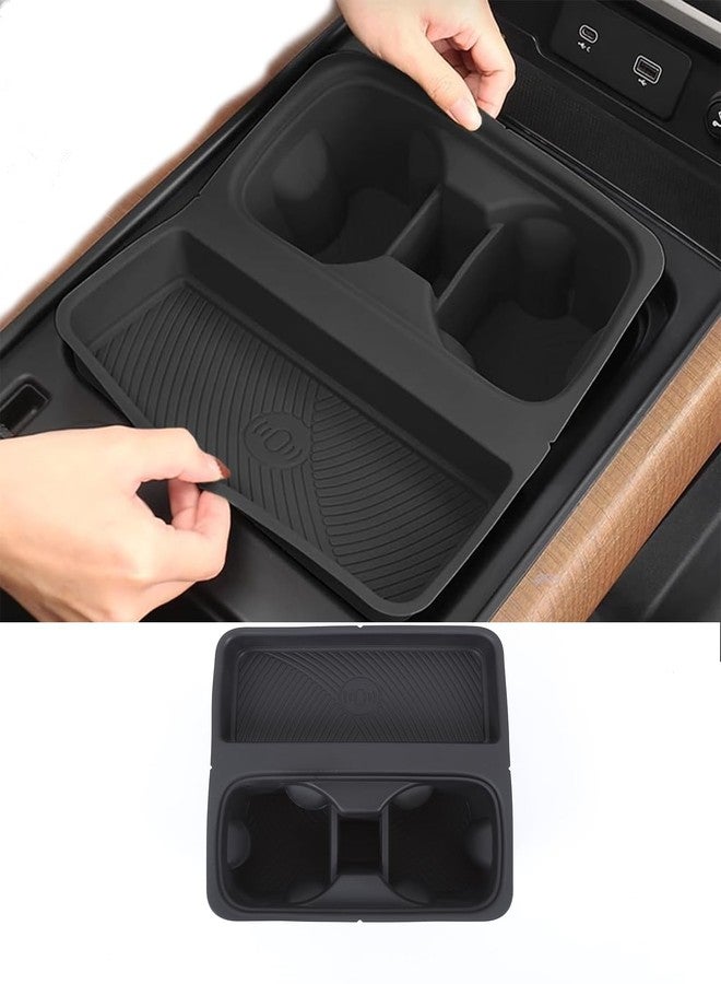 PIUGILH Center Console Cup Holder Storage Box Compatible with Land Rover Defender 90 110 130 2022-2024, Silicone Wireless Charging Mat Cup Holder Organizer - Image 1