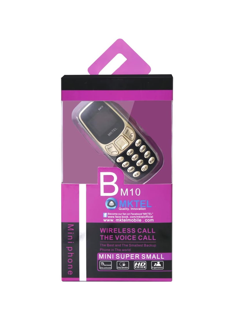 MKTEL BM10 is the smallest mobile phone with a 0.66-inch screen supports two SIM cards or a SIM card and SD memory and has a 380 battery It can be used as a Bluetooth headset Size 68*28*12mm Orange color