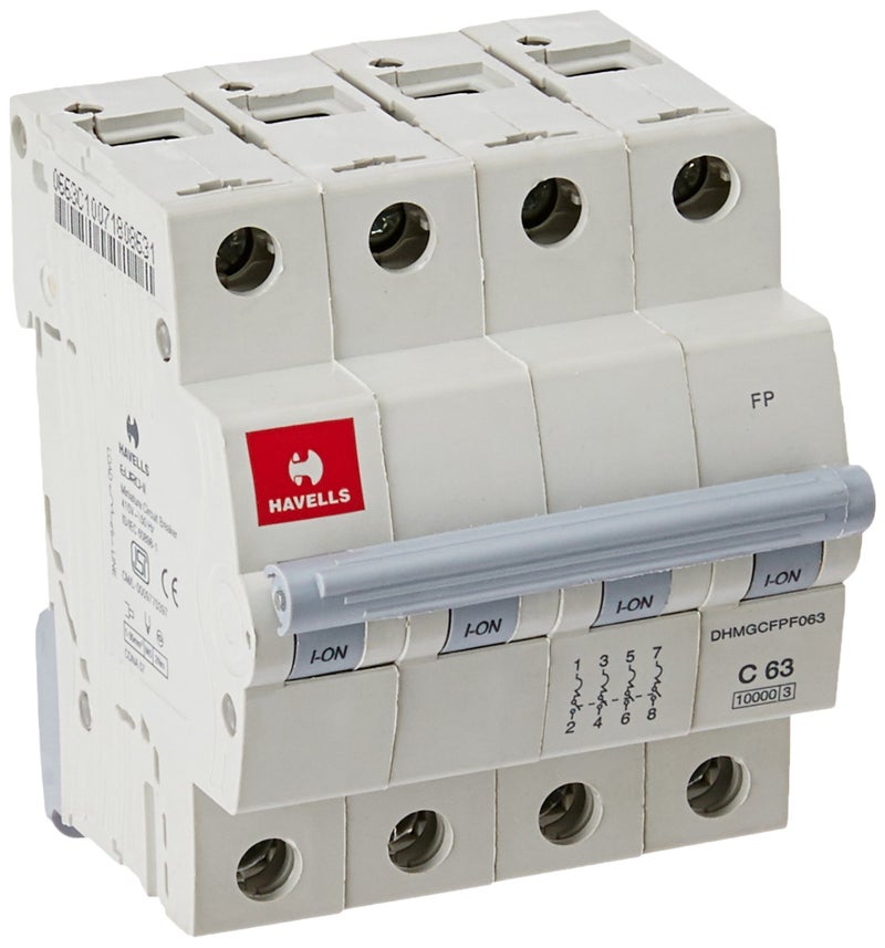 Havells DHMGCFPF063 PVC Plastic 63A MCB FP C Curve (White) - Image 1