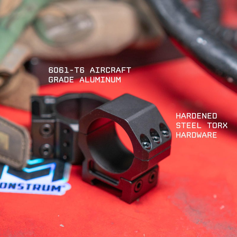 Monstrum Deadlock Series Ultra Precision Scope Rings | Picatinny and Weaver Dual Compatible | 30 mm Diameter | 0.80" Center Height - Image 3