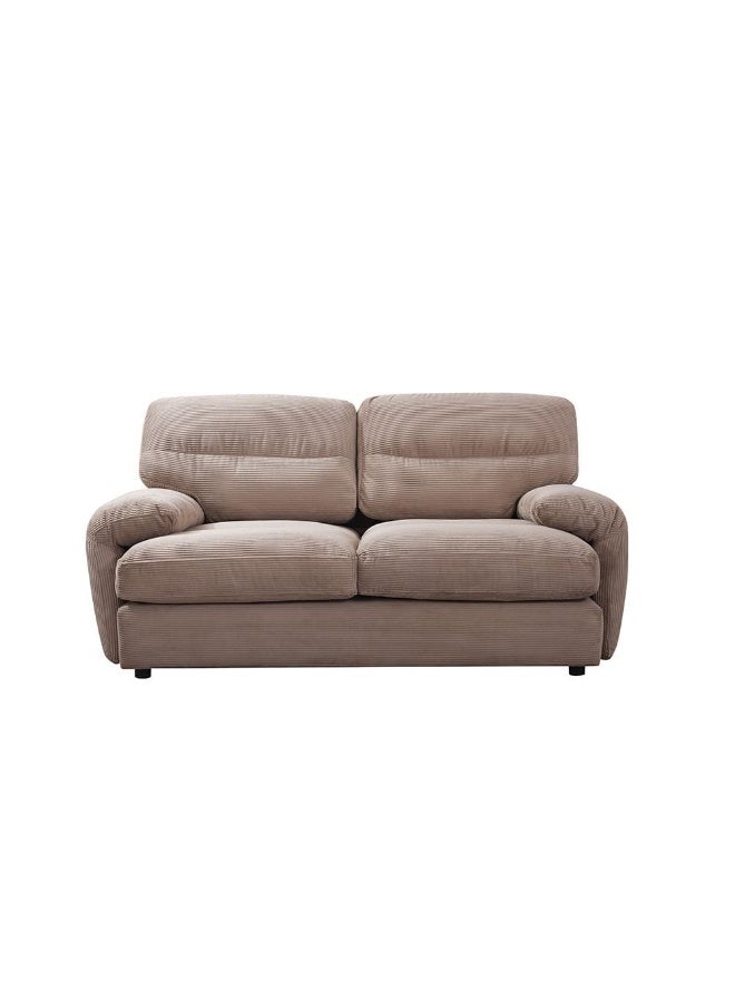 DANUBE HOME Fred 2 Seater Fabric Sofa  | Modern Design Two Seat Sofas | Comfortable Living Room Furniture L186xW104.5xH91cm - L.Brown - Image 1