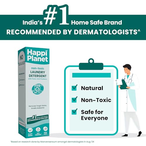 Happi Planet | Organic Laundry Liquid Detergent | 1L | Floral Mist Fragrance | Front Load & Top Load | Natural, Plant Based, Eco-Friendly, Herbal, Non-Toxic | Removes Stains & Odour, Protects Colour - Image 2