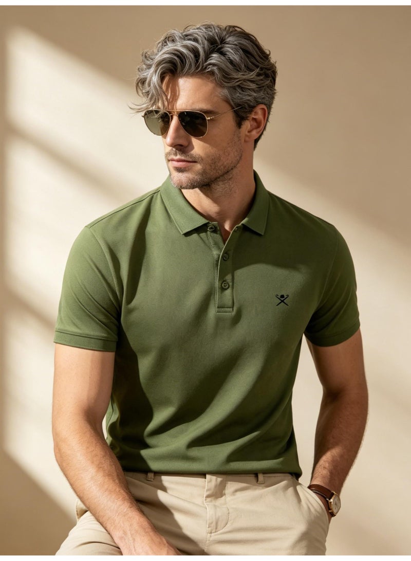 Hackett London logo printed Polo shirt men and women with the same business casual solid color short sleeve shirt. - Image 1