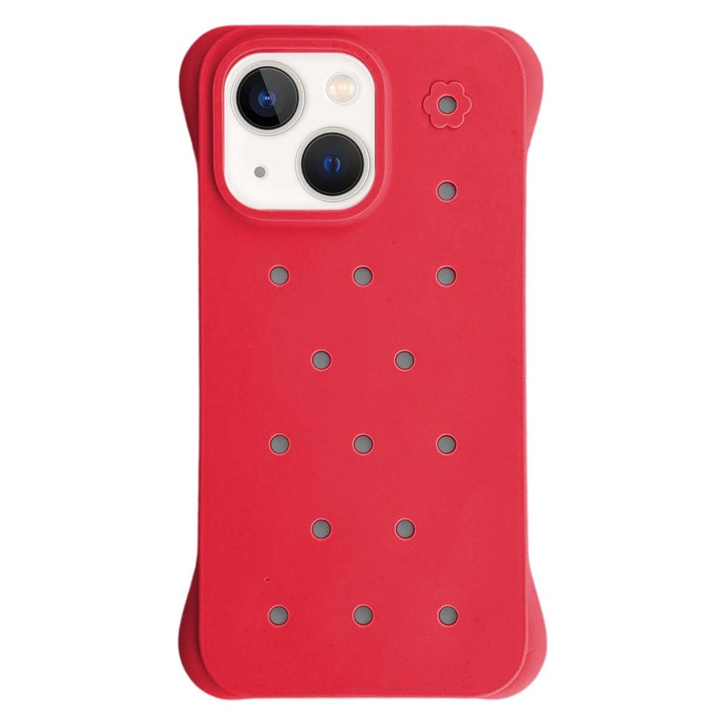 HuHa Protective Cover For iPhone 13 Solid Color Holes Heat Dissipation PC Shockproof Phone Case(Red) - Image 1