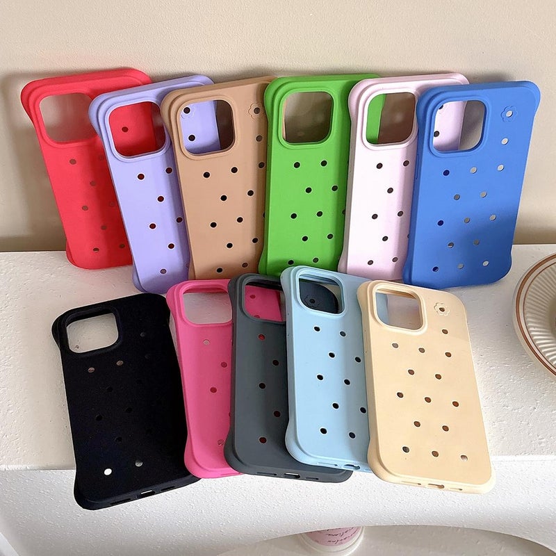 HuHa Protective Cover For iPhone 13 Solid Color Holes Heat Dissipation PC Shockproof Phone Case(Red) - Image 2
