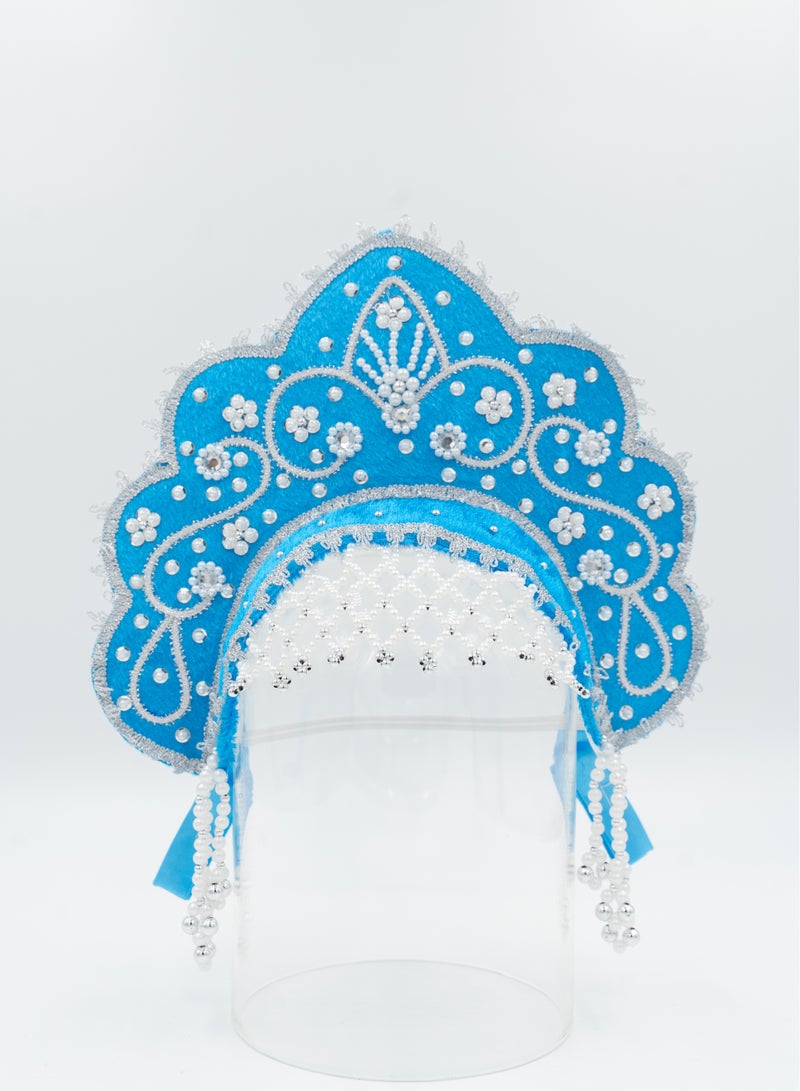 D'Daniela Women's Girls Traditional Headdress Kokoshnik Light Blue - Image 1