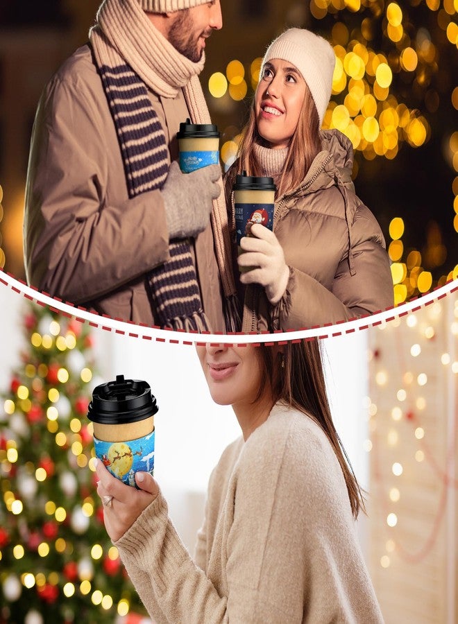 Suttmin 300 Pcs Cute Style Christmas Disposable Paper Coffee Cups with Lids and Sleeves, 12 Oz, 100 Cups, 100 Lids, 100 Sleeves, Christmas Themed Design, Hot/Cold Drinks, Party, Home, Adults & Kids - Image 5