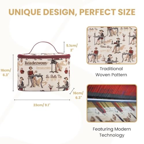 Signare Tapestry Tapestry Toiletry Bag Makeup Organizer bag for Women with Fashion Lady Rendevouz Design (TOIL-RDV) - Image 3