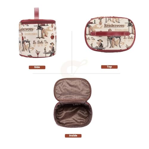 Signare Tapestry Tapestry Toiletry Bag Makeup Organizer bag for Women with Fashion Lady Rendevouz Design (TOIL-RDV) - Image 2