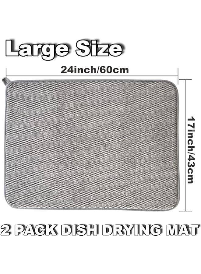 هوكور بساط تجفيف اطباق كبير لطاولة المطبخ من ساب وولف مقاس 24 × 17 انش، بساط تجفيف الاطباق من المايكروفايبر بحجم كبير لأسطح الطاولات والاحواض ورفوف التصريف - Image 2