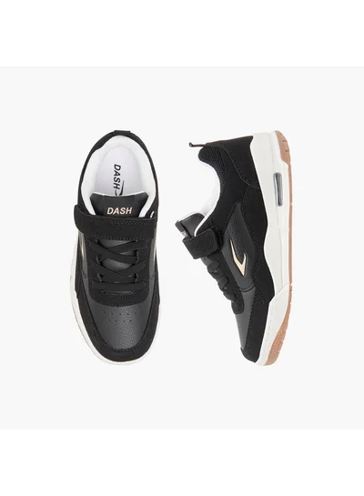 Dash Girls Panelled Sports Shoes with Hook and Loop Closure
