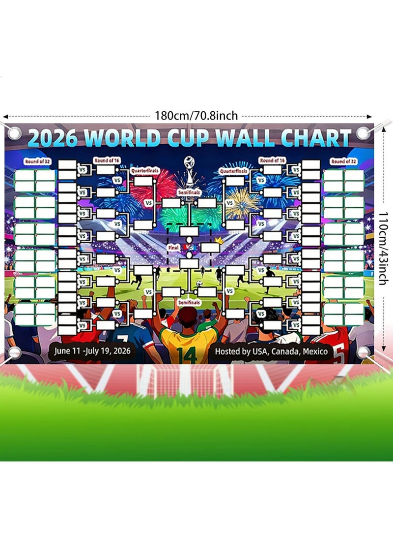 SODANEED World Cup Wall Chart 2026 Poster, 180X110CM Schedule Poster 2026 World Soccer Game Wall Chart Poster No Crease World Cup Soccer Calendar Football Tournament Schedule Home Bar Party Decorations - Image 2