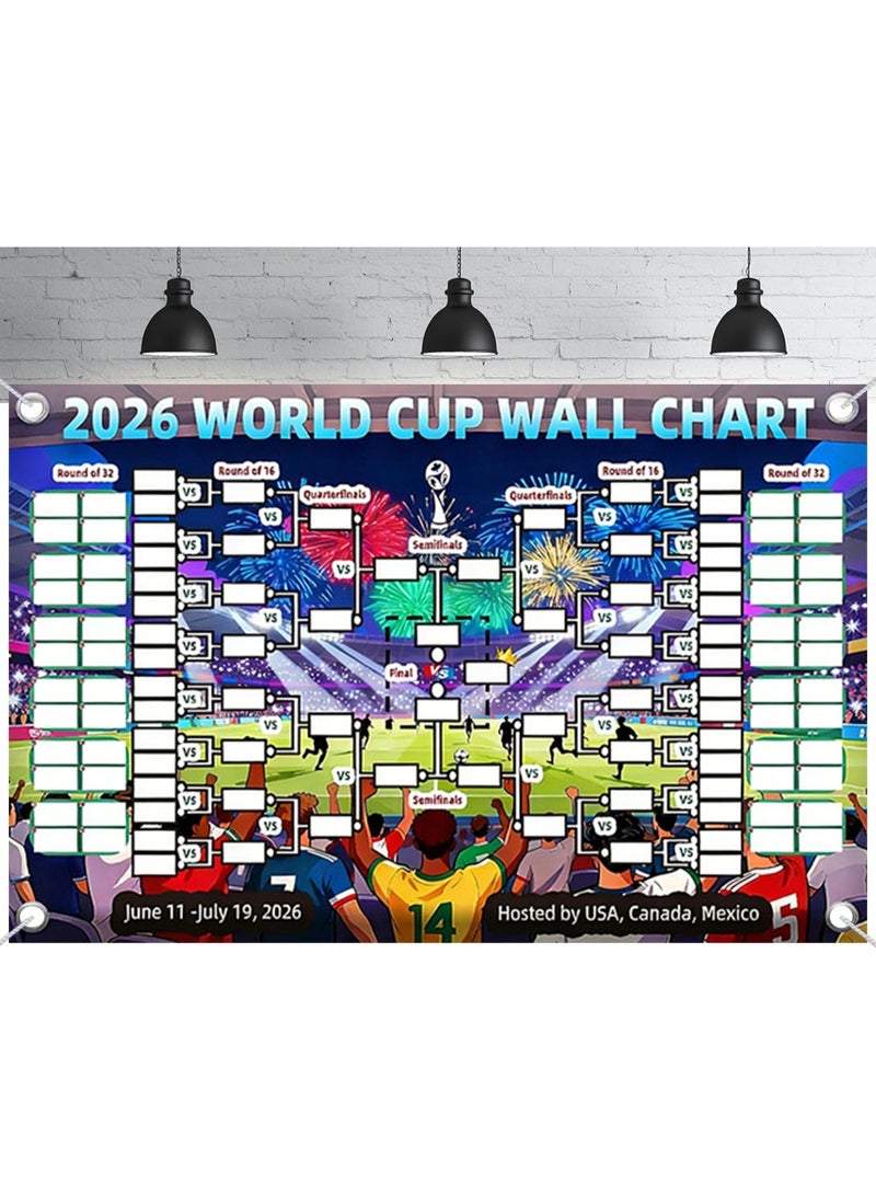SODANEED World Cup Wall Chart 2026 Poster, 180X110CM Schedule Poster 2026 World Soccer Game Wall Chart Poster No Crease World Cup Soccer Calendar Football Tournament Schedule Home Bar Party Decorations - Image 1