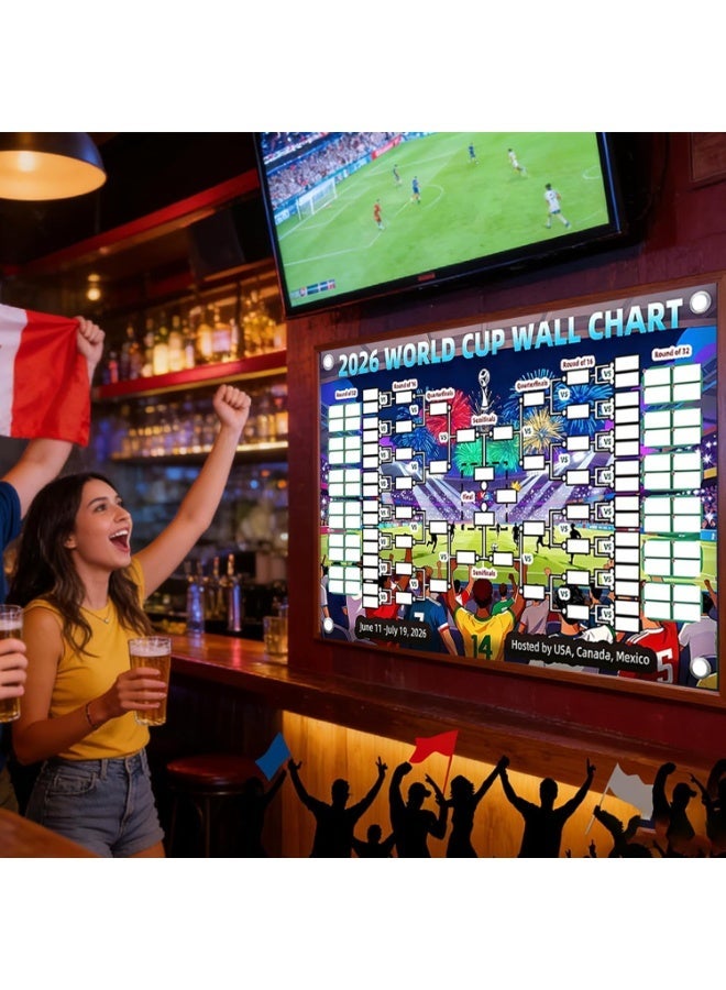 SODANEED World Cup Wall Chart 2026 Poster, 180X110CM Schedule Poster 2026 World Soccer Game Wall Chart Poster No Crease World Cup Soccer Calendar Football Tournament Schedule Home Bar Party Decorations - Image 4