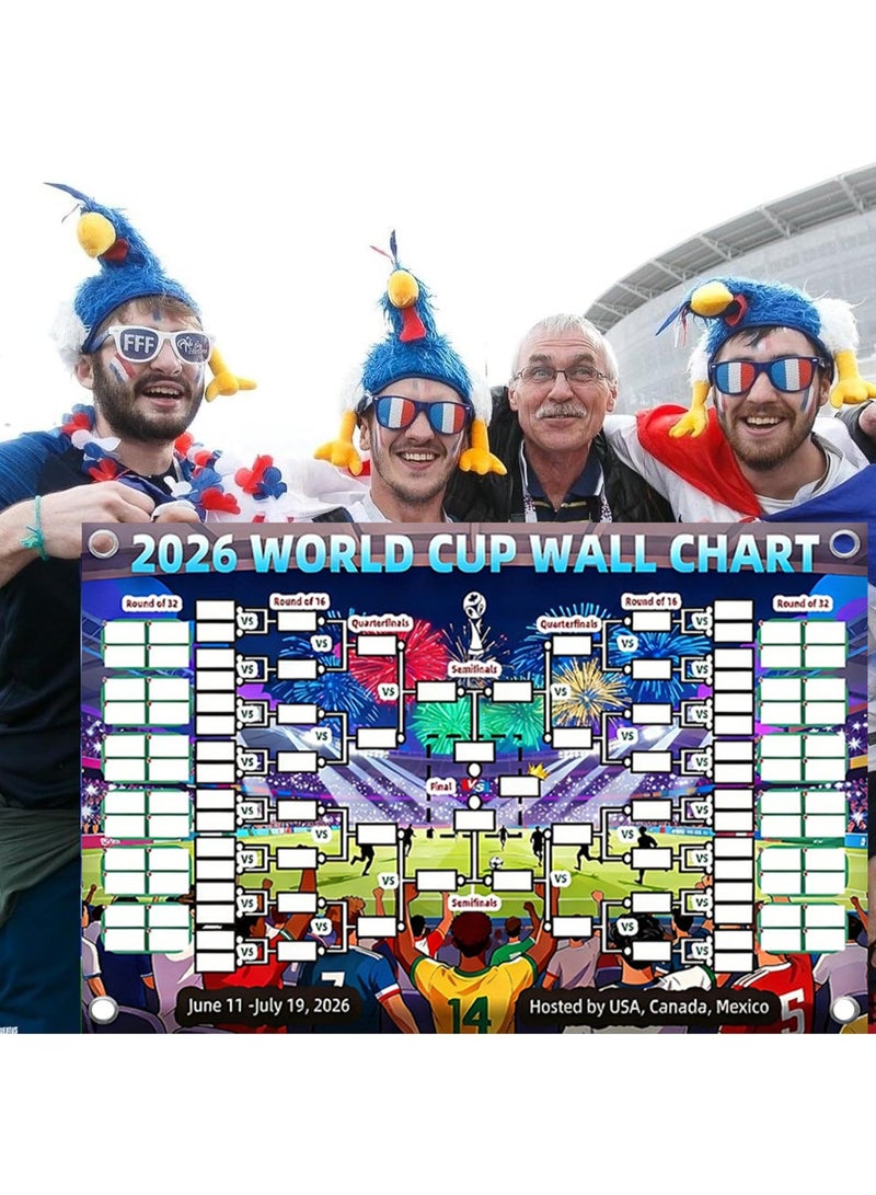 SODANEED World Cup Wall Chart 2026 Poster, 180X110CM Schedule Poster 2026 World Soccer Game Wall Chart Poster No Crease World Cup Soccer Calendar Football Tournament Schedule Home Bar Party Decorations - Image 5