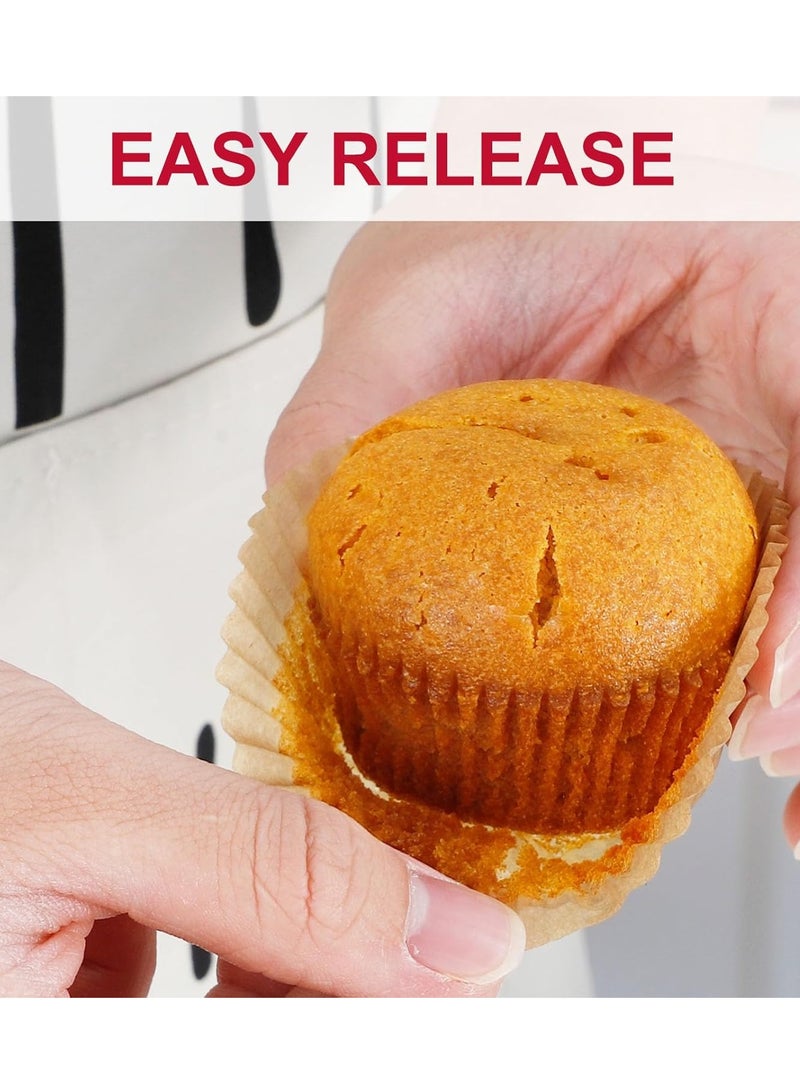 Caperci Standard Cupcake Muffin Liners for Baking 300 Pcs - Odorless Greaseproof Paper Muffin Baking Cups for Wedding Birthday Party Baby Shower Festivals (Natural) - Image 3