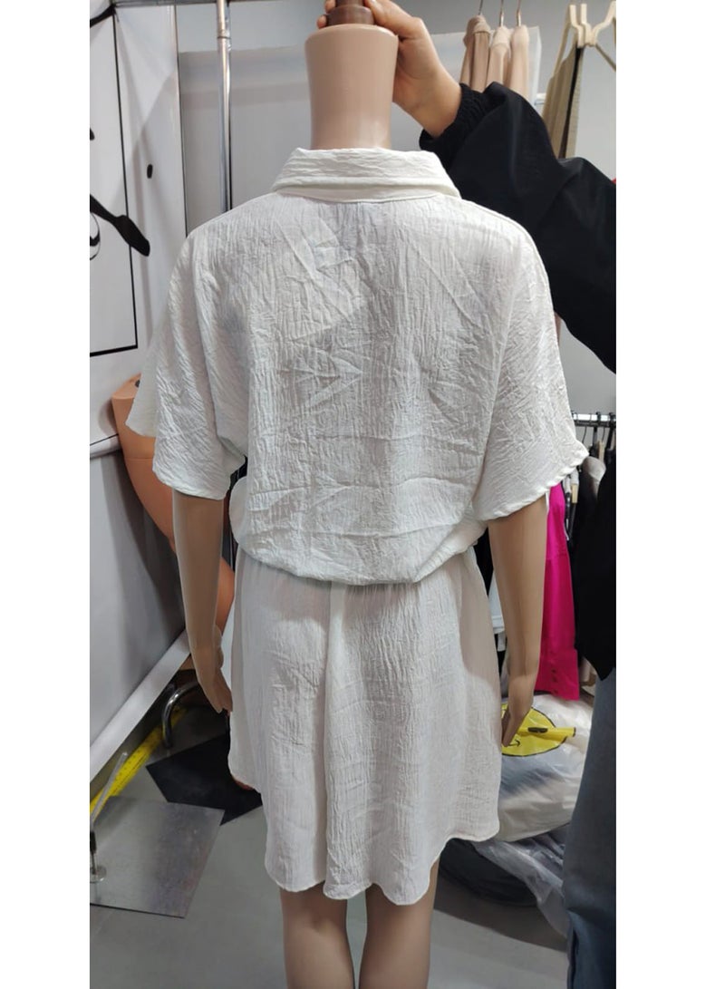 RAVIN White Crinkle Textured Relaxed Playsuit - Image 5