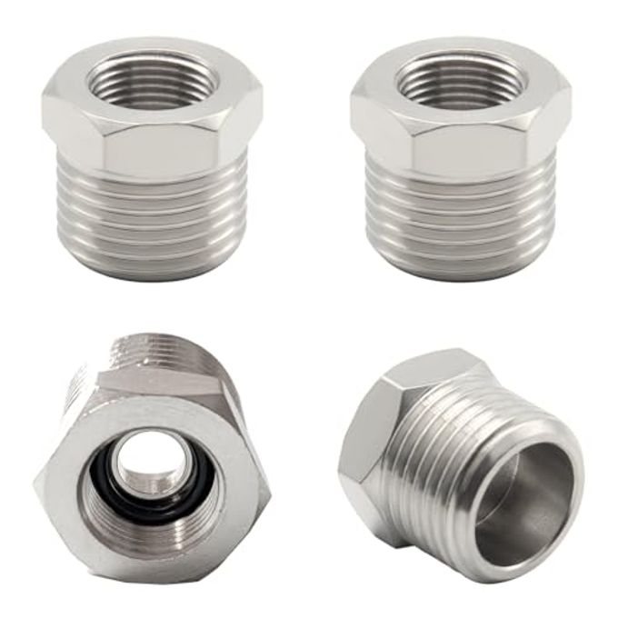 Fitvell Nickel Plated Brass Reducer Faucet Adapter G 1/2 Male to 3/8 Female Compression Pipe Fitting Water Supply Line Adapter with Gaskets for Kitchen Bathroom Plumbing Pipe Connector (Pack of 4) - Image 1