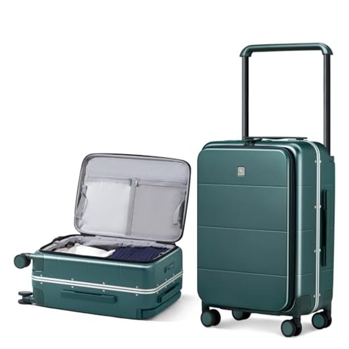 Hanke Top Opening 24 Inch Luggage With Spinner Wheels, Aluminum Frame All-Pc Hard Shell Medium Suitcase, Trunk Wide Handle Luggage For Travel, Tsa Checked-Medium(Blackish Green, 69L) - Image 1