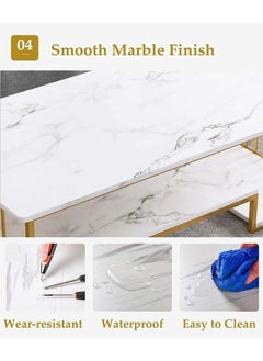 NKX Living Room Coffee Table with Marble Design and Tempered Glass  - Image 3