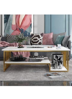NKX Living Room Coffee Table with Marble Design and Tempered Glass  - Image 4