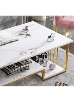 NKX Living Room Coffee Table with Marble Design and Tempered Glass  - Image 5
