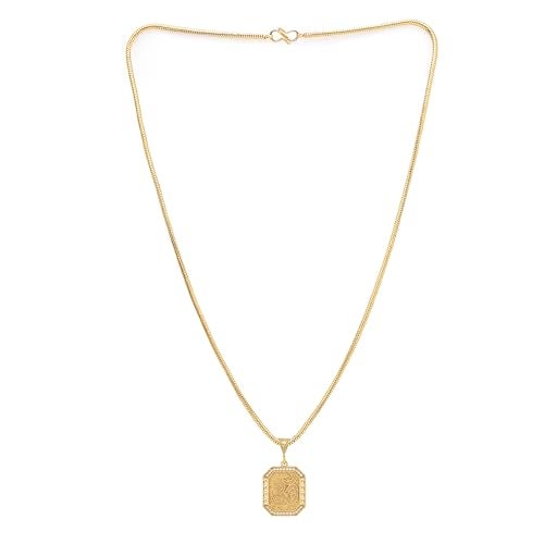 Divine Hindu Gold Plated Om Pendant Chain Necklace | Lightweight & Durable | Spiritual Religious Jewellery | For Men & Women | Length: 12.8 Inches (Plain) - Image 1