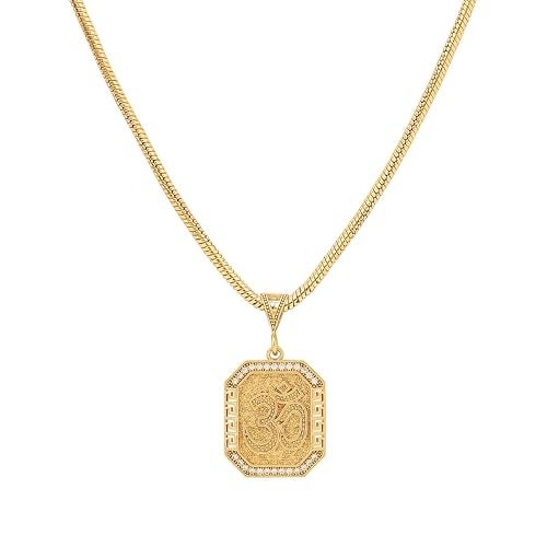 Divine Hindu Gold Plated Om Pendant Chain Necklace | Lightweight & Durable | Spiritual Religious Jewellery | For Men & Women | Length: 12.8 Inches (Plain) - Image 2