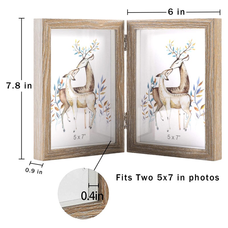 AVEAX Double 5x7 إطار الصورة إطار الخشب إطار صورة الظل إطار الظل - Image 2