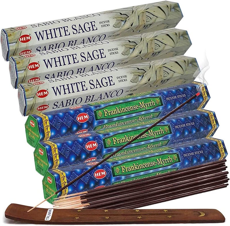 TRUMIRI White Sage Incense Sticks with Incense Holder Bundle for Smudging and Home Fragrance 