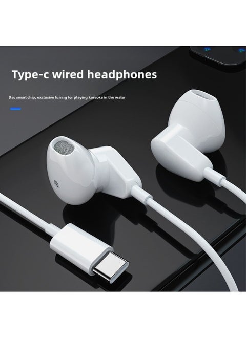 Typec Digital Live Broadcast Headset Noise Canceling Stereo Headset For Apple 15 Xiaomi For huawei Karaoke Headset-Color:Bright White (Digital Analytical Edition)
