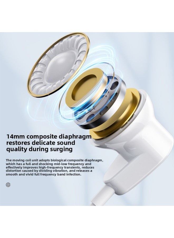 Typec Digital Live Broadcast Headset Noise Canceling Stereo Headset For Apple 15 Xiaomi For huawei Karaoke Headset-Color:Bright White (Digital Analytical Edition)