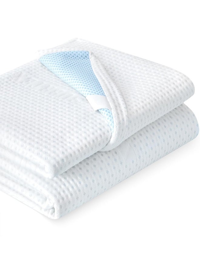subrtex Inch Inch Bedding Topper Cover Removable Cool Mattress Protectors Washable with Adjustable Straps Anti-Slipping Meshing Backing Bamboo Fabric with Zipper Queen MTC340  - Image 1
