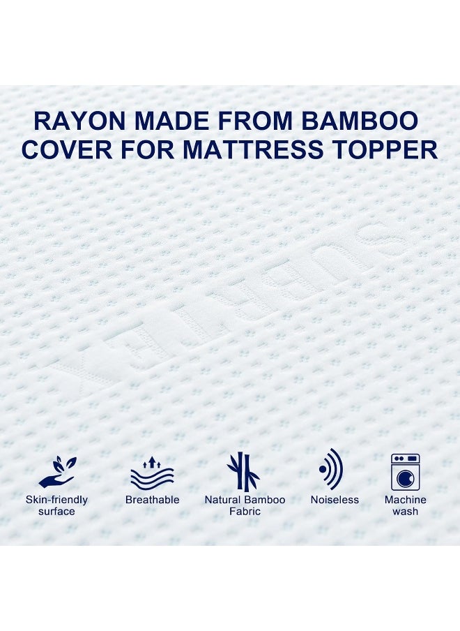 subrtex Inch Inch Bedding Topper Cover Removable Cool Mattress Protectors Washable with Adjustable Straps Anti-Slipping Meshing Backing Bamboo Fabric with Zipper Queen MTC340  - Image 2