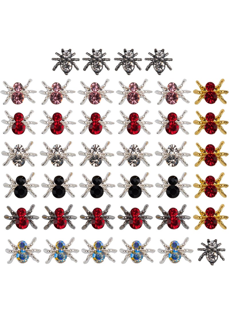 Framendino - Framendino, 40 Pack Spider Nail Charms 3D Art Gems Rhinestone Crystal Jewels Decoration for Halloween DIY Accessories - Image 1