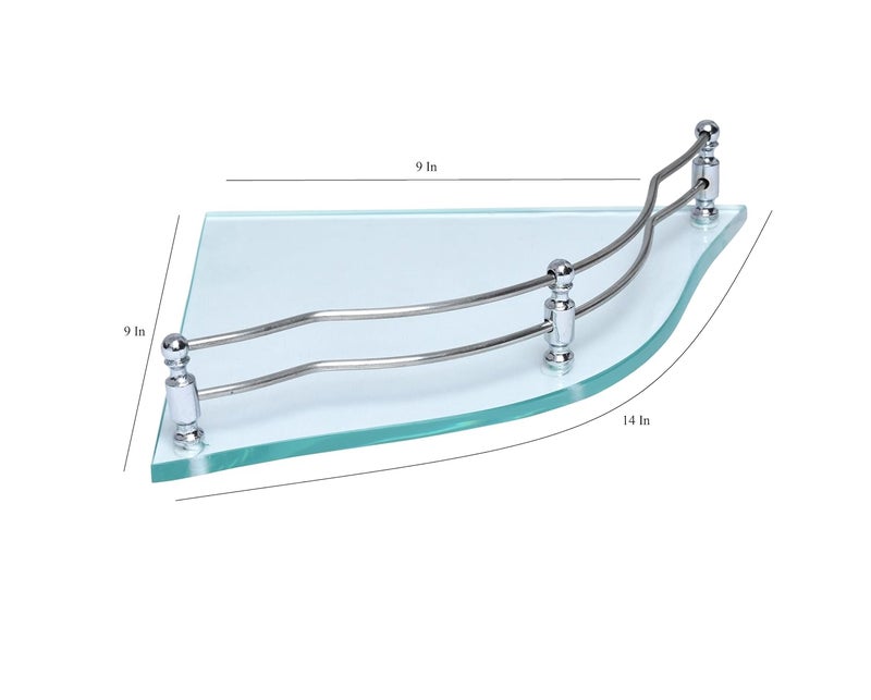 AMPEX Flower Glass Corner Shelf for Bathroom and Kitchen AccesoriesWall ShelfStorage ShelfShelvesWall Mount Stand for Home Decore 9x9 Inches Flower Glass Corner ShelfPack of 3 - Image 2