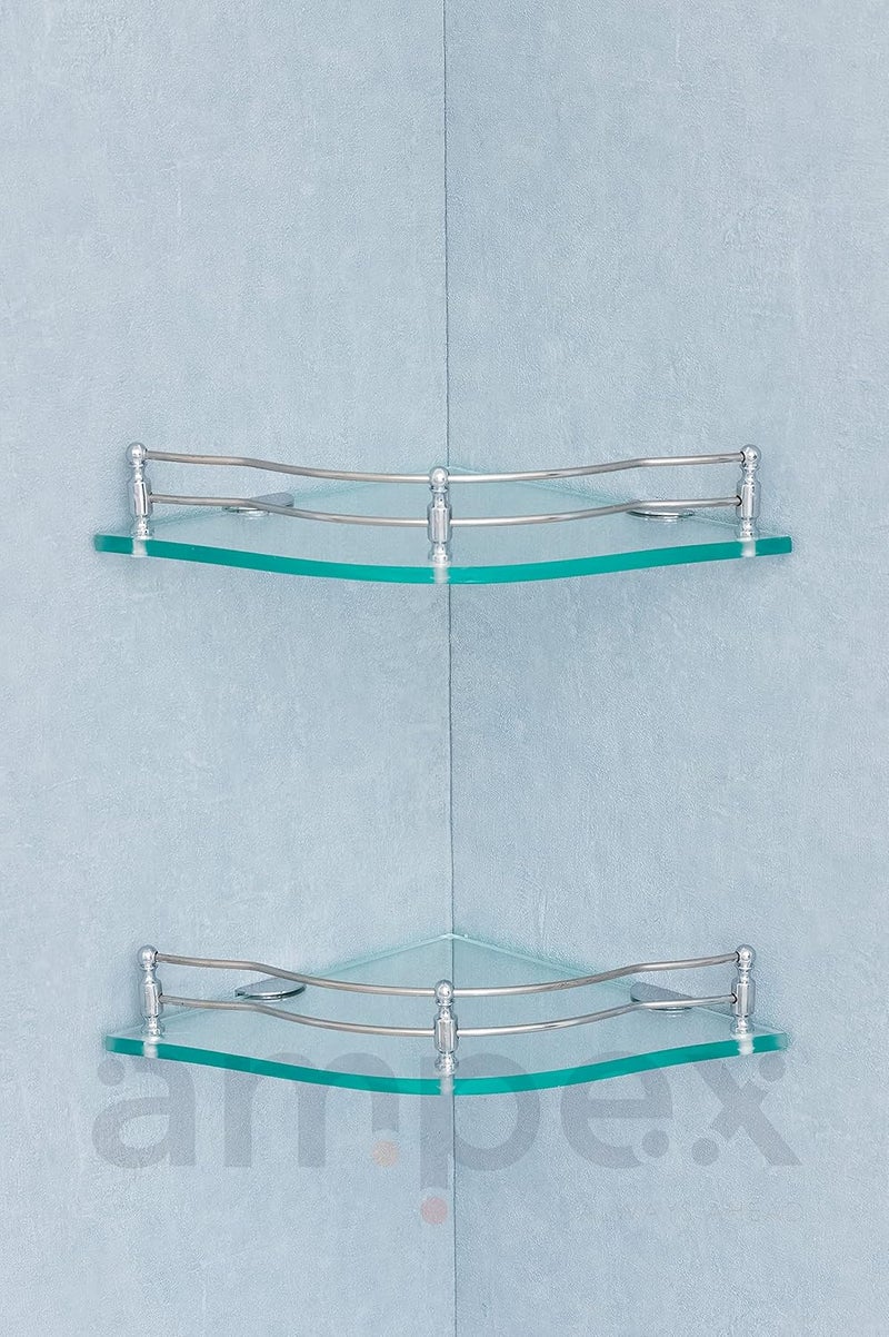 AMPEX Flower Glass Corner Shelf for Bathroom and Kitchen AccesoriesWall ShelfStorage ShelfShelvesWall Mount Stand for Home Decore 9x9 Inches Flower Glass Corner ShelfPack of 3 - Image 5