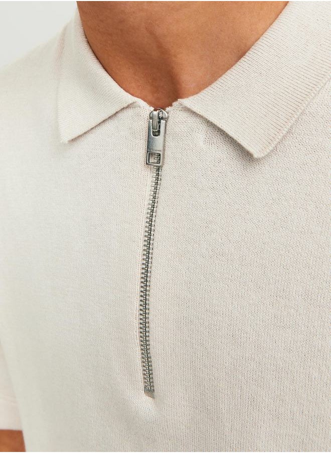 JACK & JONES - Regular Fit Zip Closure Polo - Image 1