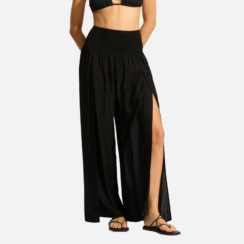 Shirred Waist Wrap Pant - Women